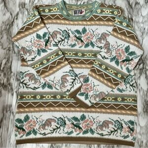 Vintage Cottagecore 80 90s Tunic Oversized Sweater Fairy Kei Granny Womens Sz L